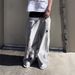 Men's Clothing Y2k High Street Ins Double Waist Printed Embroidery Street Folding Trousers Sweatshirt Pants Casual Straight Trousers_viptrois.com