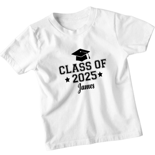 Personalised Class Of 2025 Graduation 100% Cotton T-shirt Mens Tees Top Custom Name James Boys Girls_viptrois.com