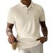 Men's Clothing Summer Polo Shirt T Shirt Simple Solid Color Men's Button Jacquard Short Sleeved Tops Men_viptrois.com