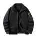 Men's Heavyweight Flight Jacket – Winter-Ready Polyester Shell With Utility Pockets, 5XL Sizing & Storm Collar(Khaki/Army Green/Black)_viptrois.com