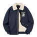 Men's Aviator Jacket Winter Coat With Fleece Lining, Shearling Collar Workwear Style Cotton Bomber Jacket For Casual Outwear (Khaki, Navy, Army Green)_viptrois.com