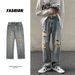 Loom High Street Washed Vintage Ripped Jeans For Men, Ins Trendy Brand, European American Spring And Autumn Style, Loose_viptrois.com