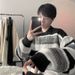 Sweater Men's Trendy Striped Design, Loose Knit Sweater, Versatile Top_viptrois.com