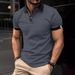 2024 Spring Button Shirt Solid Color Short Sleeved Polo Collar T-shirt Casual Fit Top Men's Wear_viptrois.com