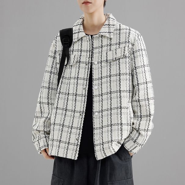 Casual Jacket Jacket Spring And Autumn Versatile Plaid Jacket Teen Ruffian Handsome Senior Sense Front Shoulder Lapel Top_viptrois.com
