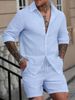 Men's Casual Loose Short Sleeved Shirt Shorts Men's Summer Suit_viptrois.com
