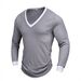 Men's Ribbed Texture Long Sleeve Shirt – Contrast V-Neck Pullover (Breathable Polyester, Slim Fit, Unisex Casual Top For Fall/Winter)_viptrois.com
