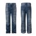 Men's Clothing Street Washed Bamboo Pattern Distressed Dirty Dark Blue Straight Flared Ripped Jeans_viptrois.com
