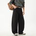 Monochrome Man- Vintage Textured Pure Cotton Oversized Scimitar Autumn New Straight Loose Split Design Trendy Brand Casual Long Pants_viptrois.com