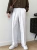 White Men's Suit Trousers Sophisticated Loose Straight Leg Wide Leg Floor Length Casual Versatile And Flowing Style for Autumn_viptrois.com