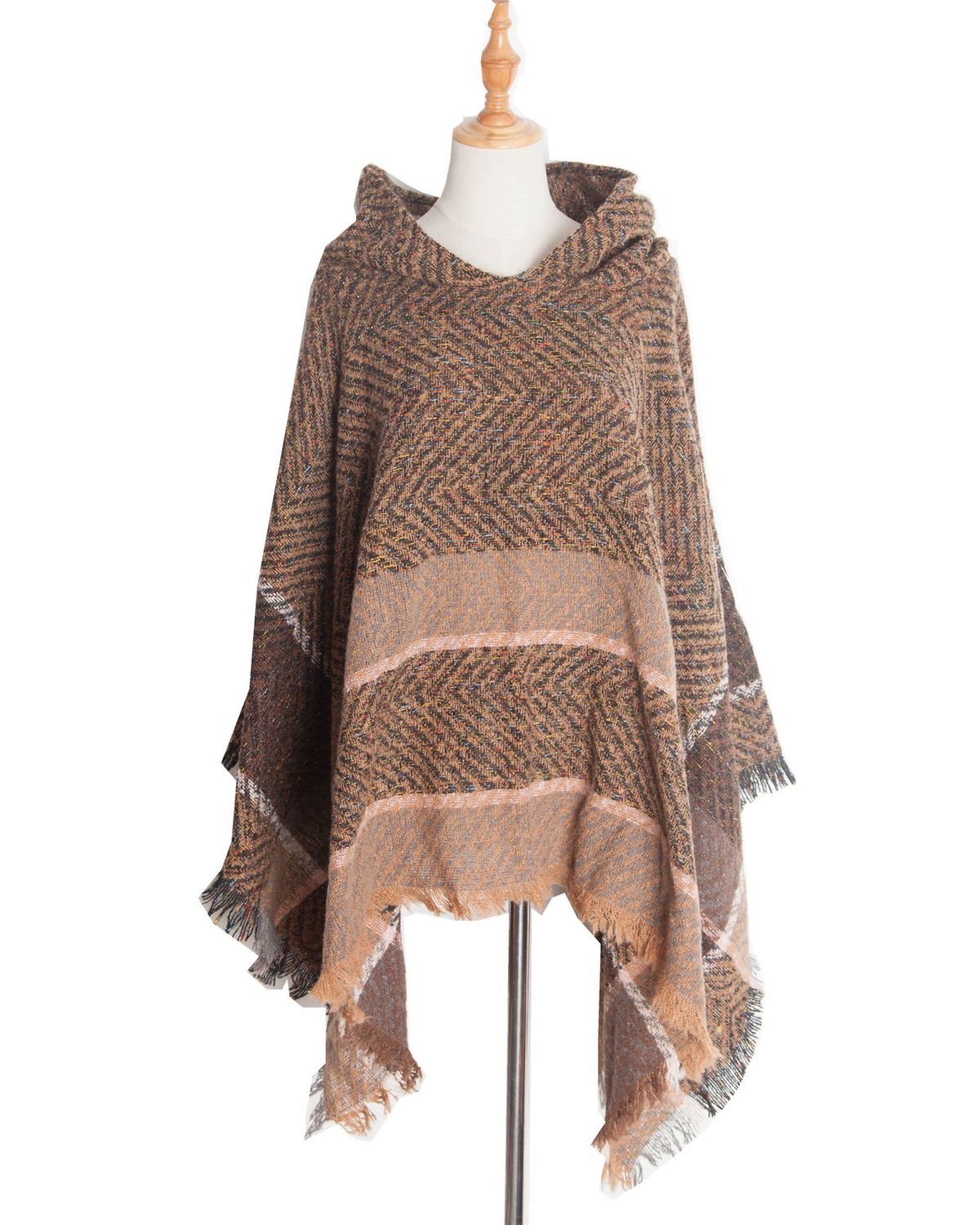 Unisex Fishbone hooded cape for women_viptrois.com