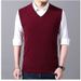 Spring And Autumn Wool Solid Color For Middle-aged Men, High-end V-neck Knitted Sweater, Warm Sleeveless Vest_viptrois.com