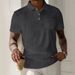 Men's New Lapel Button Pocket Corduroy Solid Color Casual Short Sleeved Polo Shirt_viptrois.com