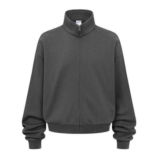 Men's Clothing Brushed Fleece Zip-Up Hoodie – High Neck Unisex Oversized Sweatshirt, 410g Cotton Blend, Anti-Pilling & Moisture-Wicking_viptrois.com