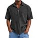 Men's Clothing New Double Layer Crepe Lapel Button Short Sleeved Casual Versatile Shirt_viptrois.com