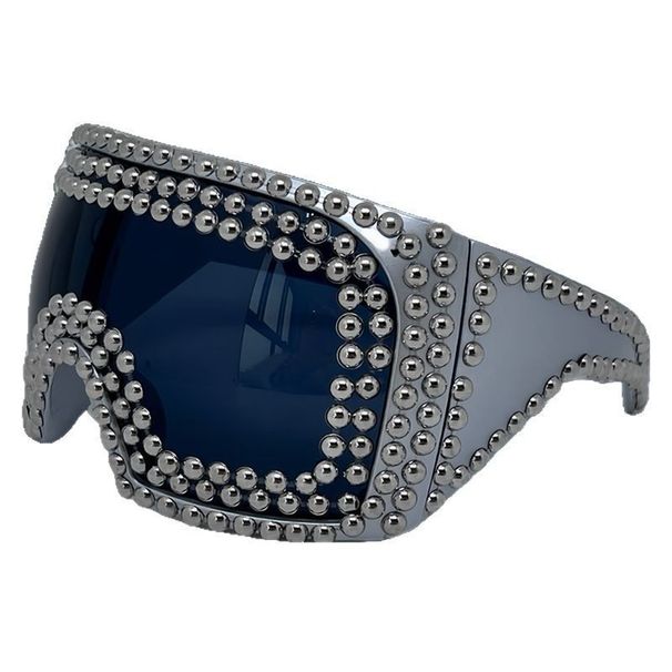 Oversized Square Rivet Sunglasses Men's Personality Punk Party Sunglasses Women's Fashion Integrated Goggles Mask Cross Border_viptrois.com