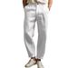 Men's Linen Straight Leg Trousers Solid Color Casual Lightweight Breathable Everyday Outdoor Comfortable Fit_viptrois.com