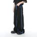 Men's Clothing High Street Black And White Stitching Contrast Jeans Men And Women New Slim Holes Loose Straight Trousers_viptrois.com