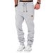 Men's Casual Jogger Pants With Leather Label - Polyester Fleece-Lined Sweatpants For Winter, Elastic Cuffs, Relaxed Fit, Solid Color_viptrois.com