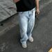 Boy Washed Vintage Casual Jeans For Men Straight Loose European And American High Street Style Long Pants_viptrois.com