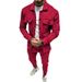 Men's Clothing Large Size Fashion Men's Suit Spring And Autumn Two Piece Suit Suede Casual Jacket Pants_viptrois.com