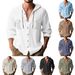 Men's Casual Hooded Cardigan – Long Sleeve Cotton-Linen Blend, Loose Fit For Everyday Wear_viptrois.com