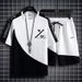 Men's Clothing Waffle Casual Suit Men's Summer Youth Large Size Men's Sports Short Sleeved Shorts Set 1/2 Piece_viptrois.com