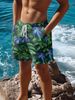 Unbeatable Quality Men's Running Sports Loose And Versatile Short With Simple Tropical Leaf Print Surfing Beach Shorts_viptrois.com
