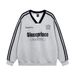 American Street Style Letter Print V-Neck Sweatshirt Loose Fit Men's Spring And Autumn Striped Patchwork Three-Stripe_viptrois.com
