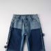 Men's Clothing men's patchwork contrast color distressed slightly flared washed jeans flared jeans_viptrois.com