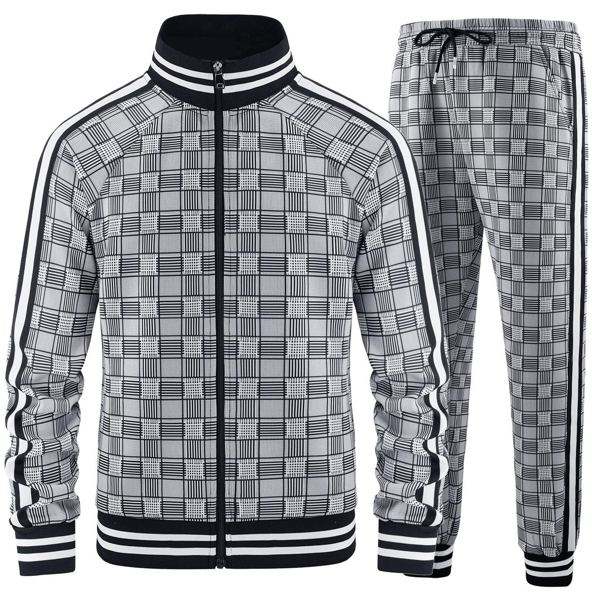 Men's Clothing New Sports Suit Trend 3d Printing Fitness Zipper Stand Collar Cardigan Casual Suit_viptrois.com
