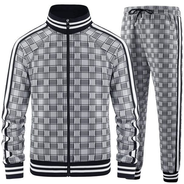 Men's Clothing New Sports Suit Trend 3d Printing Fitness Zipper Stand Collar Cardigan Casual Suit_viptrois.com