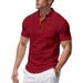 Men’s Retro Contrast Color Short-Sleeve Henley Polo Shirt – Breathable Loose Fit Casual & Commuter Top (S-XXXL, 6 Colors)_viptrois.com