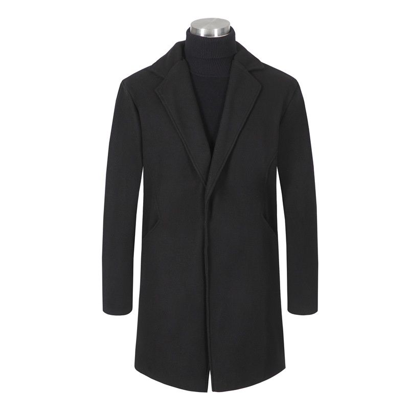 Loom Loom Foreign Trade Turn-Down Collar Autumn Winter New Men's Mid-Length Dragon Phoenix Woolen Trench European And American_viptrois.com