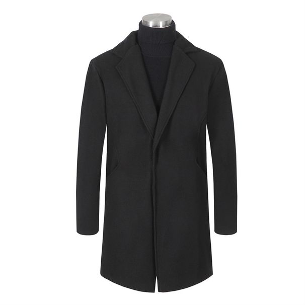 Loom Loom Foreign Trade Turn-Down Collar Autumn Winter New Men's Mid-Length Dragon Phoenix Woolen Trench European And American_viptrois.com