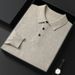 Pure Spring And Autumn New Fashion Casual Polo Collar Long Sleeve Knitted Sweater Men's Solid Color Business Loose Pullover_viptrois.com