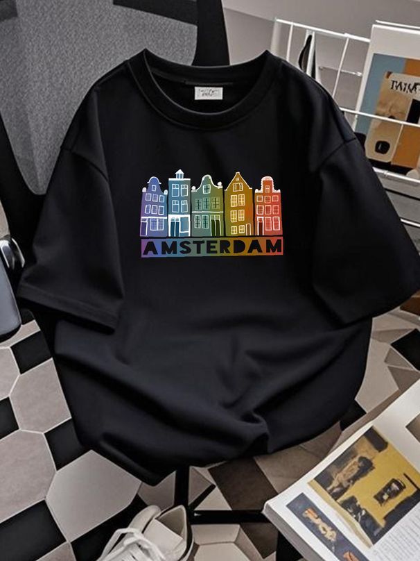 Canal House Row Amsterdam Holland Dutch Rainbow Large Capacity Backpack Print Backpacks Comfortable Breathable Casual Homme Graphic Unisex_viptrois.com