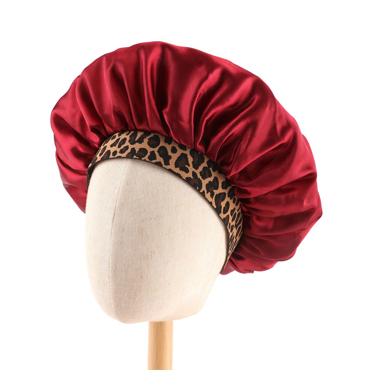 High stretch leopard-print elastic nightcap Single colored tee cap Fashion women's chemo cap Hair cap_viptrois.com