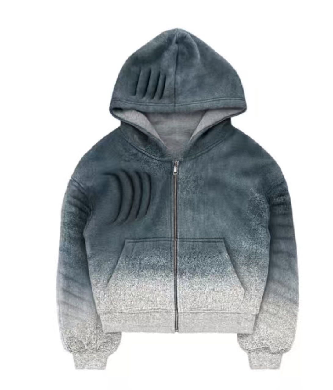 2026 Autumn And Winter New European And American Loose Pure Cotton Hooded Zipper Double-sided Wear Gradual Change Sweater Jacket_viptrois.com