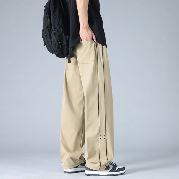 Men's Clothing Plus Size Fat Straight Casual Pants Men Spring And Autumn American High Street Wide Leg Pants Striped Trousers Trend_viptrois.com