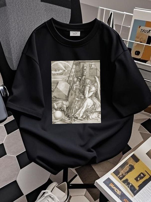 Melancolia I, Melencolia I, Albrecht Durer, Unisex T-Shirt, Art T-Shirt, Northern Renaissance, For Her, For Him, Art Lover Breathable Homme Soft_viptrois.com