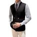 Men's Slim-Fit Wool Vest – Double-Breasted & V-Neck (Striped Knit Sleeveless Waistcoat For Layering)_viptrois.com