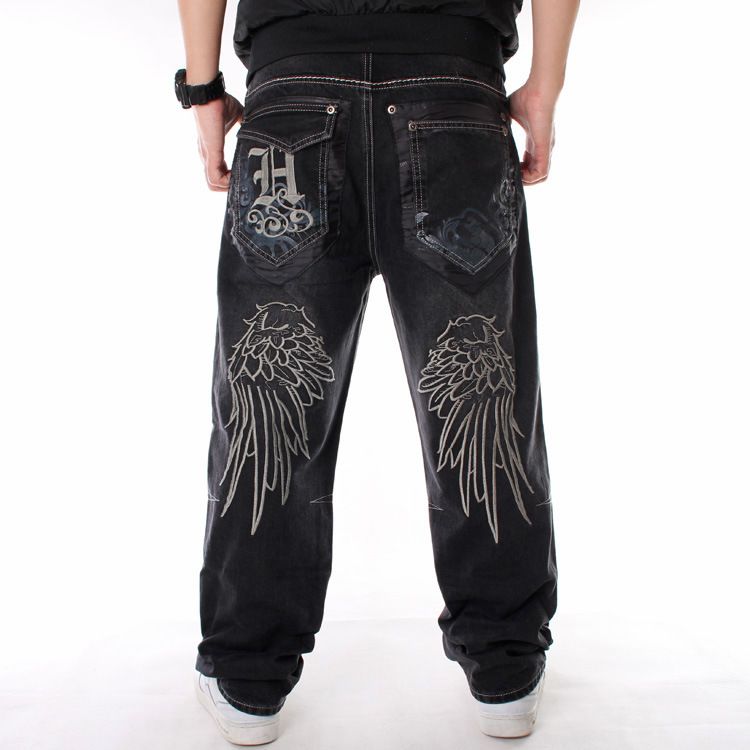 Men's Clothing Hip Hop Jeans Hiphop Hip Hop Clothing Washed Loose Skateboard Pants Plus Fat Plus Size_viptrois.com