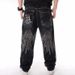 Men's Clothing Hip Hop Jeans Hiphop Hip Hop Clothing Washed Loose Skateboard Pants Plus Fat Plus Size_viptrois.com