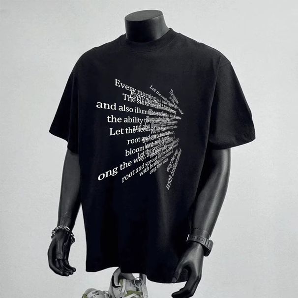 Men's Heavyweight Cotton T-Shirt Short Sleeve Loose Fit Casual Crew Neck Creative Printed Summer Top American Trendy Brand INS Style_viptrois.com