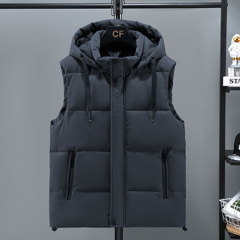 Plus Size Men's Winter Padded Vest – Oversized Quilted Design With Thickened Insulation For Maximum Comfort_viptrois.com