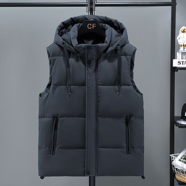 Plus Size Men's Winter Padded Vest – Oversized Quilted Design With Thickened Insulation For Maximum Comfort_viptrois.com