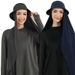 Elegant Monochrome Chiffon Scarf & Hat Set – Summer Sunshade Headwear (Solid Color Fisherman Hat & Hijab Combination, Lightweight & Stylish_viptrois.com