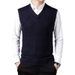 Men's V-Neck Sleeveless Sweater Vest - Slim Fit Knit Pullover For Autumn & Winter - Casual Solid/Checkered/Floral Pattern_viptrois.com