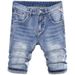 Men's Simple Trend Light Blue Ripped Denim Shorts Men's Fashion Versatile Casual Stretch Shorts Men's Mid-Length Pants_viptrois.com